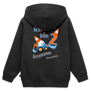 Geburtstag – Ich bin 2 – mit einem süßen Trecker - Kinder Premium Organic Zip Hoodie - Schwarz - Hinten - AI Model Kid Male (0cm)