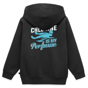 Schwimmer Schwimmtrainer Chlor ist mein Parfum - Kinder Premium Organic Zip Hoodie - Schwarz - Hinten - AI Model Kid Male (0cm)