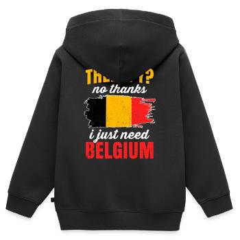 Belgien - Kinder Premium Organic Zip Hoodie - Schwarz - Hinten - AI Model Kid Male (0cm)