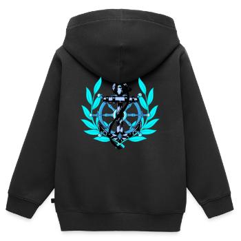 Steuerrad Anker maritim Seefahrer Ahoi Schiff - Kinder Premium Organic Zip Hoodie - Schwarz - Hinten - AI Model Kid Male (0cm)