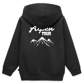 Montagnes des Alpes - Sweat Premium à capuche zippé enfant bio - noir - Dos - AI Model Kid Male (0cm)