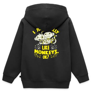 Affe - Kinder Premium Organic Zip Hoodie - Schwarz - Hinten - AI Model Kid Male (0cm)