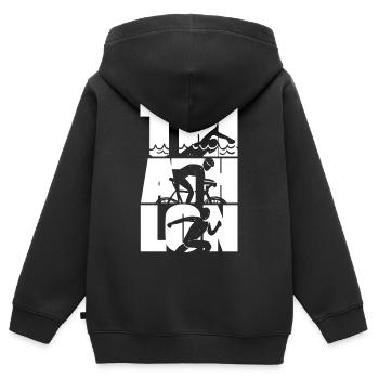 Triathlon Ausdauer Sport - Kinder Premium Organic Zip Hoodie - Schwarz - Hinten - AI Model Kid Male (0cm)