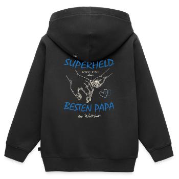 Papa - Superheld - Bester Papa der Welt - Kinder Premium Organic Zip Hoodie - Schwarz - Hinten - AI Model Kid Male (0cm)