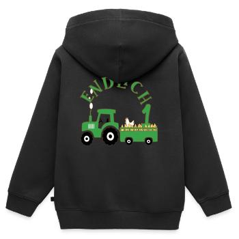 1. Geburtstag Junge Traktor Endlich 1 Jahr alt - Kinder Premium Organic Zip Hoodie - Schwarz - Hinten - AI Model Kid Male (0cm)