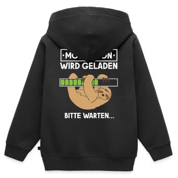 Motivation wird geladen Faultier - Kinder Premium Organic Zip Hoodie - Schwarz - Hinten - AI Model Kid Male (0cm)