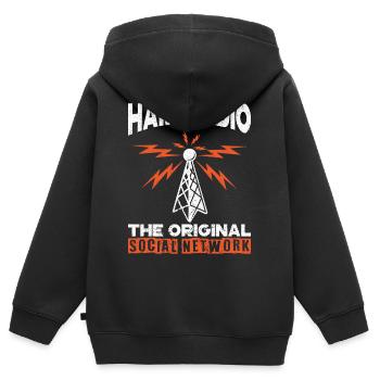 Funk Amateur Funker Funker Radio Hobby cadeau - Sweat Premium à capuche zippé enfant bio - noir - Dos - AI Model Kid Male (0cm)