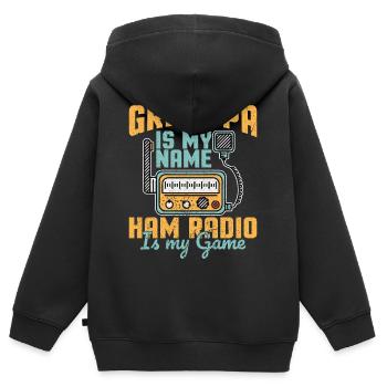 Funk Amateur Funker Funker Radio Hobby cadeau - Sweat Premium à capuche zippé enfant bio - noir - Dos - AI Model Kid Male (0cm)