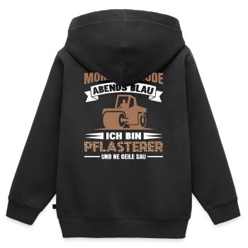Pflasterer Steinleger Pflästerer Bau Pflastern - Kinder Premium Organic Zip Hoodie - Schwarz - Hinten - AI Model Kid Male (0cm)