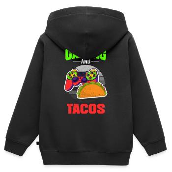 Jeux de hasard et tacos - Sweat Premium à capuche zippé enfant bio - noir - Dos - AI Model Kid Male (0cm)