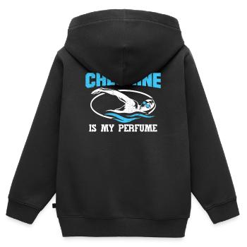 Schwimmtrainer Chlor ist mein Parfüm - Kinder Premium Organic Zip Hoodie - Schwarz - Hinten - AI Model Kid Male (0cm)