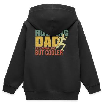 Marathon Running Running Papa - Sweat Premium à capuche zippé enfant bio - noir - Dos - AI Model Kid Male (0cm)