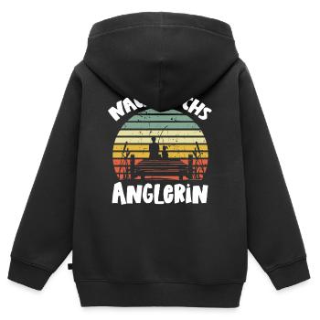 Nachwuchs Anglerin Angeln Baby Geburt Fische Fisch - Kinder Premium Organic Zip Hoodie - Schwarz - Hinten - AI Model Kid Male (0cm)