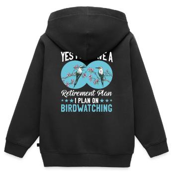 Observation des oiseaux Observation des oiseaux - Sweat Premium à capuche zippé enfant bio - noir - Dos - AI Model Kid Male (0cm)