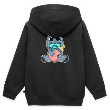 Baby Nilpferd - Kinder Premium Organic Zip Hoodie - Schwarz - Hinten - AI Model Kid Male (0cm)