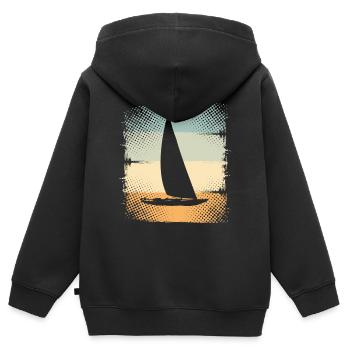 Segelschiff - Kinder Premium Organic Zip Hoodie - Schwarz - Hinten - AI Model Kid Male (0cm)
