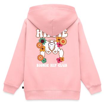 Rétablissement Nouvelle hanche hanche chirurgie chirurgie cadeau - Sweat Premium à capuche zippé enfant bio - rose - Dos - AI Model Kid Female (0cm)