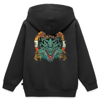 Dragon, Dragon, Dragon asiatique - Sweat Premium à capuche zippé enfant bio - noir - Dos - AI Model Kid Male (0cm)