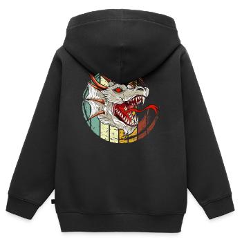 Drache, Drachen, asiatischer Drache - Kinder Premium Organic Zip Hoodie - Schwarz - Hinten - AI Model Kid Male (0cm)