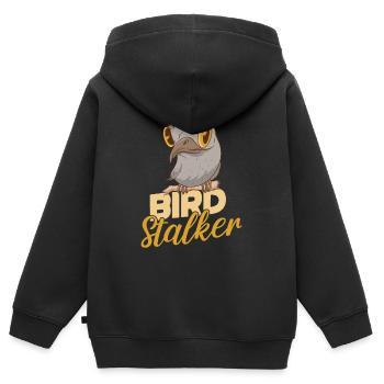 Observation des oiseaux Birding Bird Stalker - Sweat Premium à capuche zippé enfant bio - noir - Dos - AI Model Kid Male (0cm)