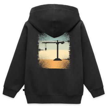 Kran - Kinder Premium Organic Zip Hoodie - Schwarz - Hinten - AI Model Kid Male (0cm)