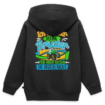 Traktor Kleiner Bruder - Kinder Premium Organic Zip Hoodie - Schwarz - Hinten - AI Model Kid Male (0cm)