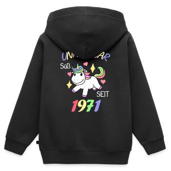 1971 - Jahrgang 1971 - Kinder Premium Organic Zip Hoodie - Schwarz - Hinten - AI Model Kid Male (0cm)