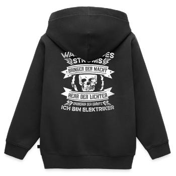 Elektrik Wächter des Stromes - Kinder Premium Organic Zip Hoodie - Schwarz - Hinten - AI Model Kid Male (0cm)