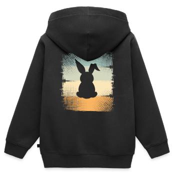 Kaninchen - Kinder Premium Organic Zip Hoodie - Schwarz - Hinten - AI Model Kid Male (0cm)