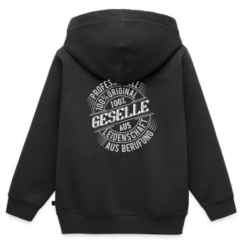 Geselle - Kinder Premium Organic Zip Hoodie - Schwarz - Hinten - AI Model Kid Male (0cm)