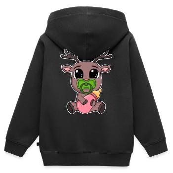 Baby Rentier - Kinder Premium Organic Zip Hoodie - Schwarz - Hinten - AI Model Kid Male (0cm)