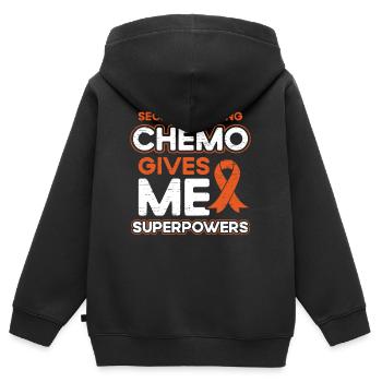 Espérant secrètement que la chimio me donne des super-pouvoirs - Sweat Premium à capuche zippé enfant bio - noir - Dos - AI Model Kid Male (0cm)