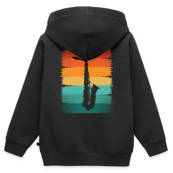 Saxophon Saxophonist - Kinder Premium Organic Zip Hoodie - Schwarz - Hinten - AI Model Kid Male (0cm)