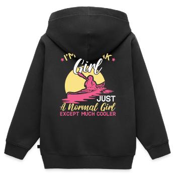 Kajak Kanu Kajak Ich bin ein Kajak Mädchen - Kinder Premium Organic Zip Hoodie - Schwarz - Hinten - AI Model Kid Male (0cm)