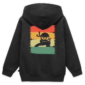 Ninja - Sweat Premium à capuche zippé enfant bio - noir - Dos - AI Model Kid Male (0cm)
