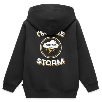 Storm Chasing Je suis là pour la tempête - Sweat Premium à capuche zippé enfant bio - noir - Dos - AI Model Kid Male (0cm)