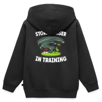 Storm Chasing Storm Chaser à l’entraînement - Sweat Premium à capuche zippé enfant bio - noir - Dos - AI Model Kid Male (0cm)