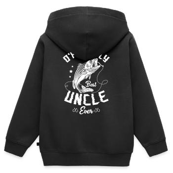 Conception d’oncle pour un oncle - Sweat Premium à capuche zippé enfant bio - noir - Dos - AI Model Kid Male (0cm)