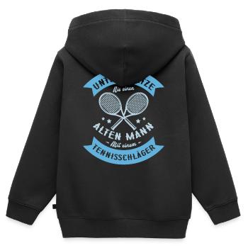 Tennis - Kinder Premium Organic Zip Hoodie - Schwarz - Hinten - AI Model Kid Male (0cm)