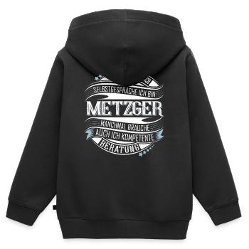 Metzger - Kinder Premium Organic Zip Hoodie - Schwarz - Hinten - AI Model Kid Male (0cm)