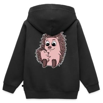 Igel Familie - Igel mit Baby - Igel Motiv - Kinder Premium Organic Zip Hoodie - Schwarz - Hinten - AI Model Kid Male (0cm)