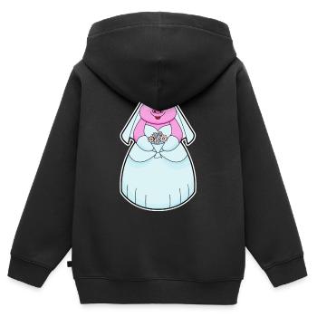 Schwein Braut Schleier Hochzeit - Kinder Premium Organic Zip Hoodie - Schwarz - Hinten - AI Model Kid Male (0cm)
