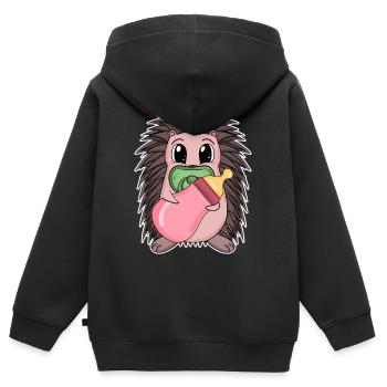 Baby Igel - Kinder Premium Organic Zip Hoodie - Schwarz - Hinten - AI Model Kid Male (0cm)