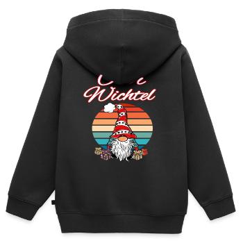 Ober Wichtel Weihnachts Gnom - Kinder Premium Organic Zip Hoodie - Schwarz - Hinten - AI Model Kid Male (0cm)
