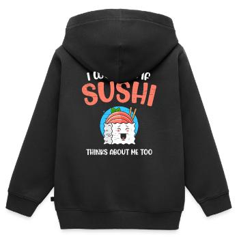 Sushi Roll Sushi - Sweat Premium à capuche zippé enfant bio - noir - Dos - AI Model Kid Male (0cm)