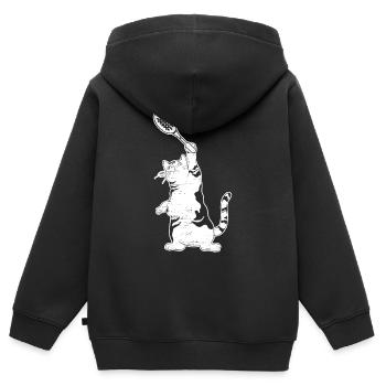 Badminton Badminton Katze - Kinder Premium Organic Zip Hoodie - Schwarz - Hinten - AI Model Kid Male (0cm)