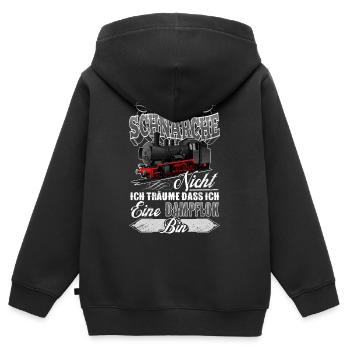 Dampflok Schnarchen - Kinder Premium Organic Zip Hoodie - Schwarz - Hinten - AI Model Kid Male (0cm)