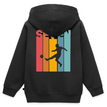 Fußball 7 Jahre Kinder Kindergeburtstag - Kinder Premium Organic Zip Hoodie - Schwarz - Hinten - AI Model Kid Male (0cm)