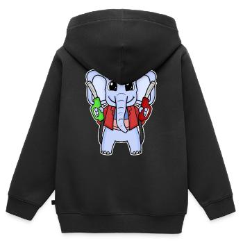 Tankwart Elefant Tankstelle - Kinder Premium Organic Zip Hoodie - Schwarz - Hinten - AI Model Kid Male (0cm)