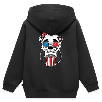 Weihnachten Panda Bär Popcorn Kino - Kinder Premium Organic Zip Hoodie - Schwarz - Hinten - AI Model Kid Male (0cm)